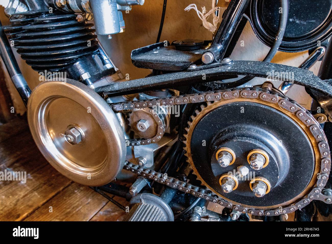 Motorcycles Parts, Triumph X0 Engine and Drive Chain Stock Photo Alamy