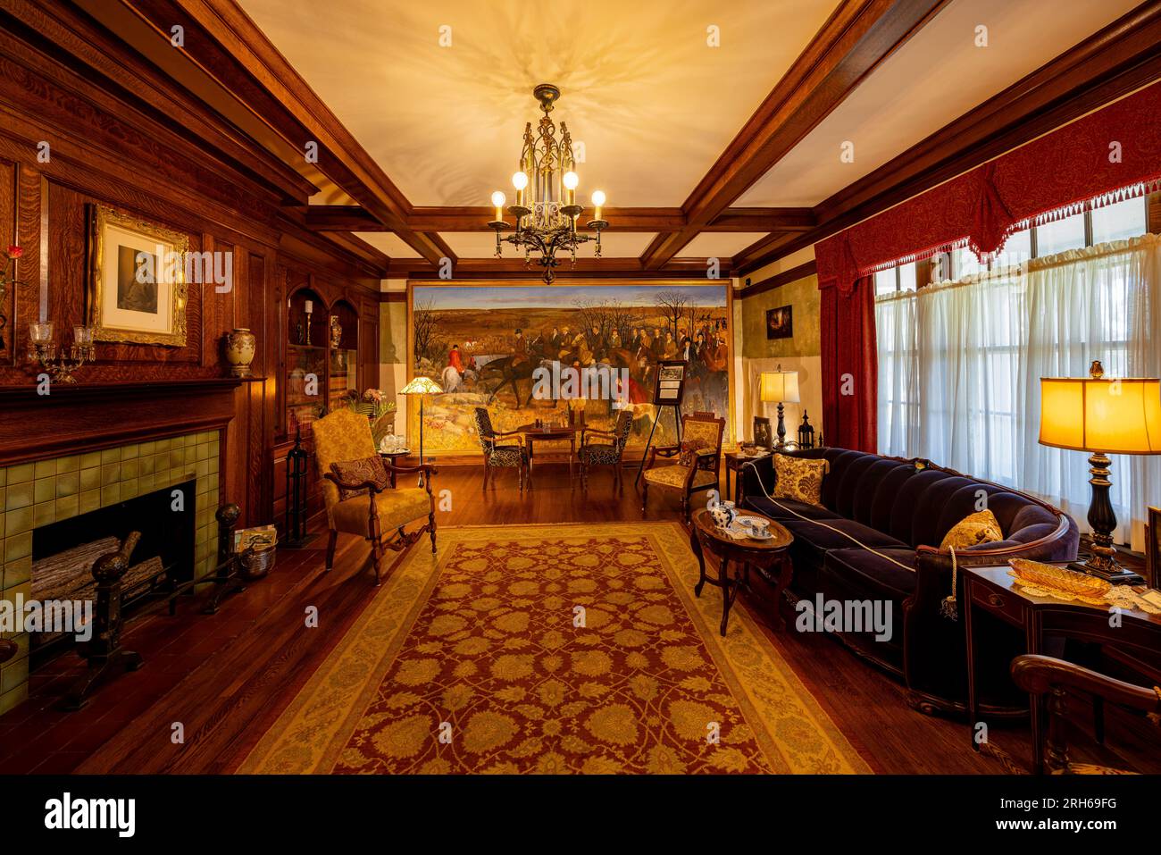 Oklahoma, AUG 3 2023 - Interior view of the Marland's Grand Home Stock Photo