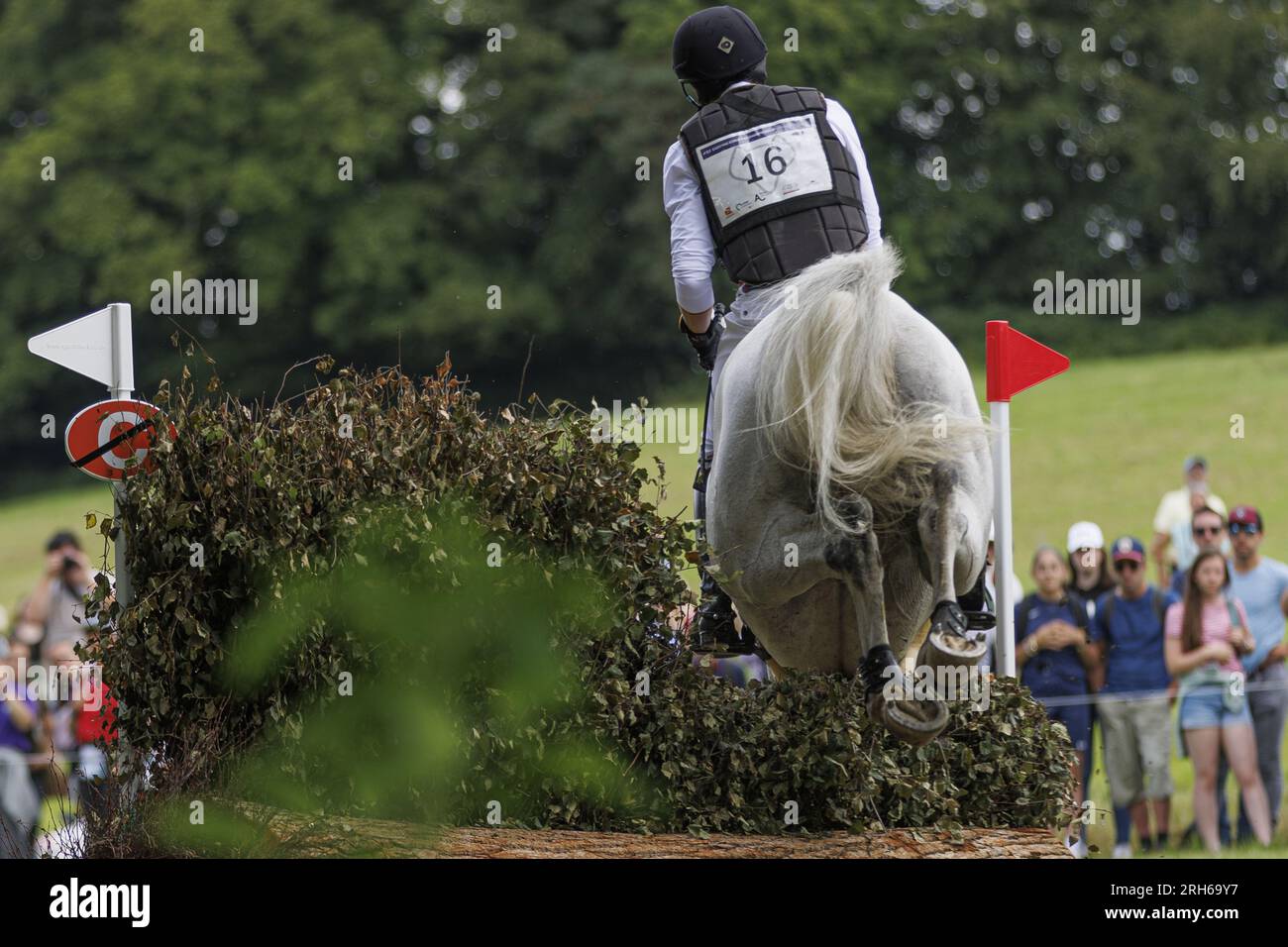 Christoph WAHLER (GER) CARJATAN S competes during the cross-country event and took the 6th rank at this event, at the FEI Eventing European Championship 2023, Equestrian CH-EU-CCI4-L event on August 12, 2023 at Haras du Pin in Le Pin-au-Haras, France Stock Photo