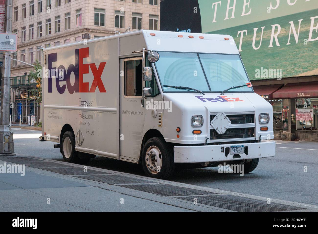 NEW YORK, USA-JULY 31, 2023: Freightliner MT45 P1000 Stepvan 'FedEx' Stock Photo