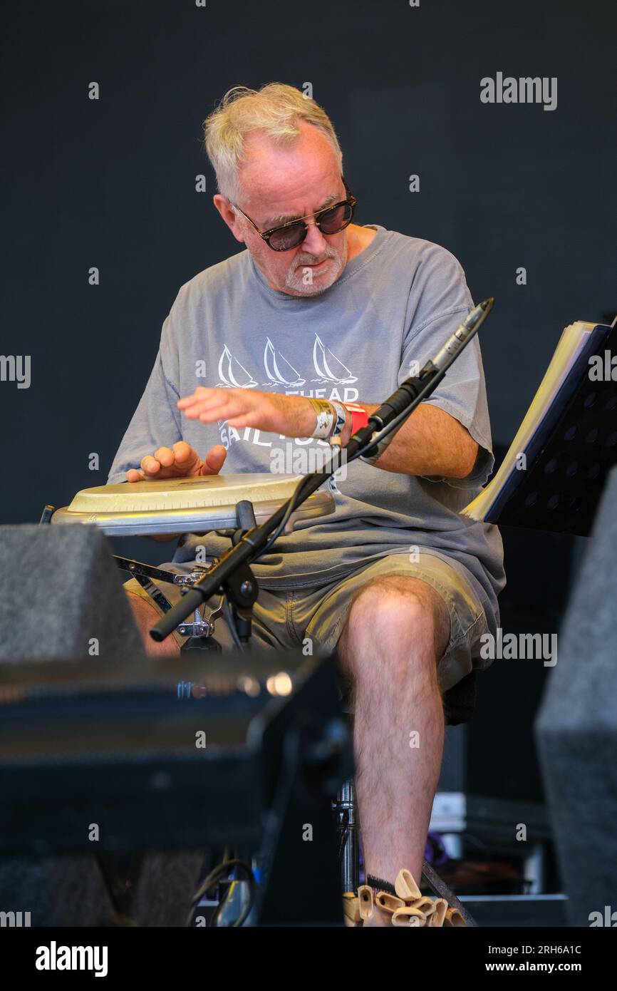 Dave Mattacks performing at Fairports Cropredy Convention. August 10, 2023 Stock Photo