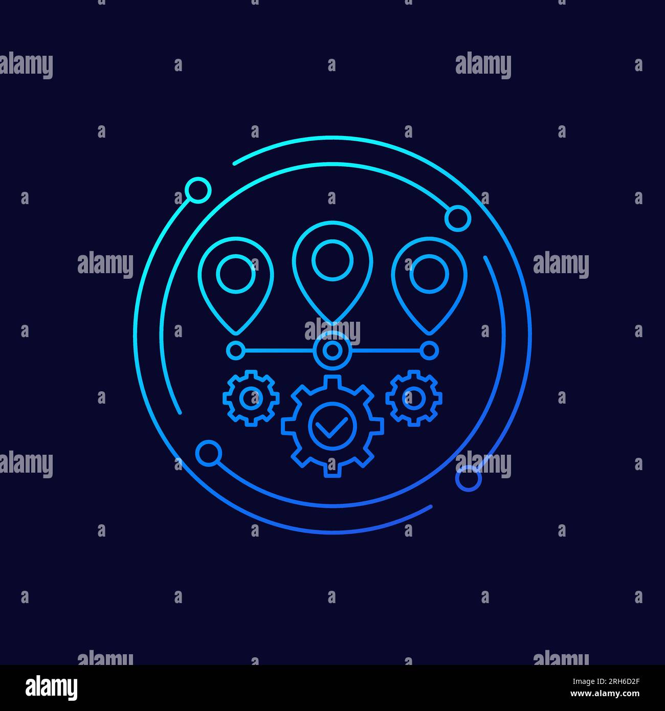 logistics optimization icon with a route, linear Stock Vector Image ...