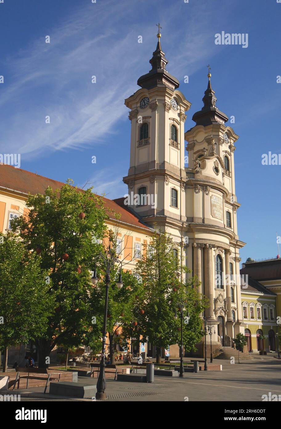 The baroque Minorita Templom, Minorite Church, St Anthony of Padua Church, on Dobo Istvan Square, Dobo Istvan ter, Eger, Hungary Stock Photo