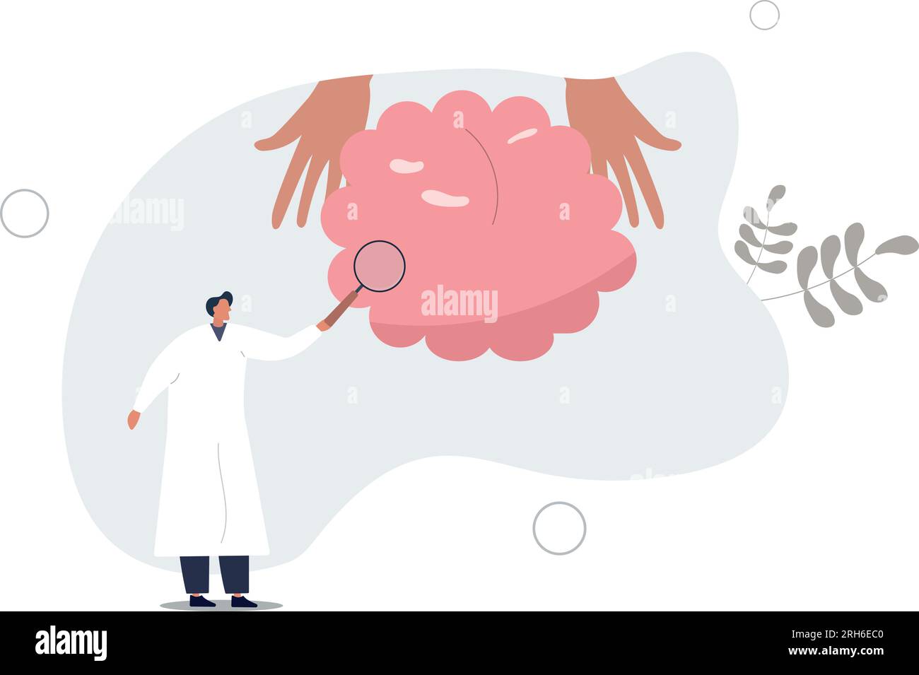Neurosurgery doctor as brain and head health specialist.Patient medical examination with MRI scan.flat vector illustration. Stock Vector