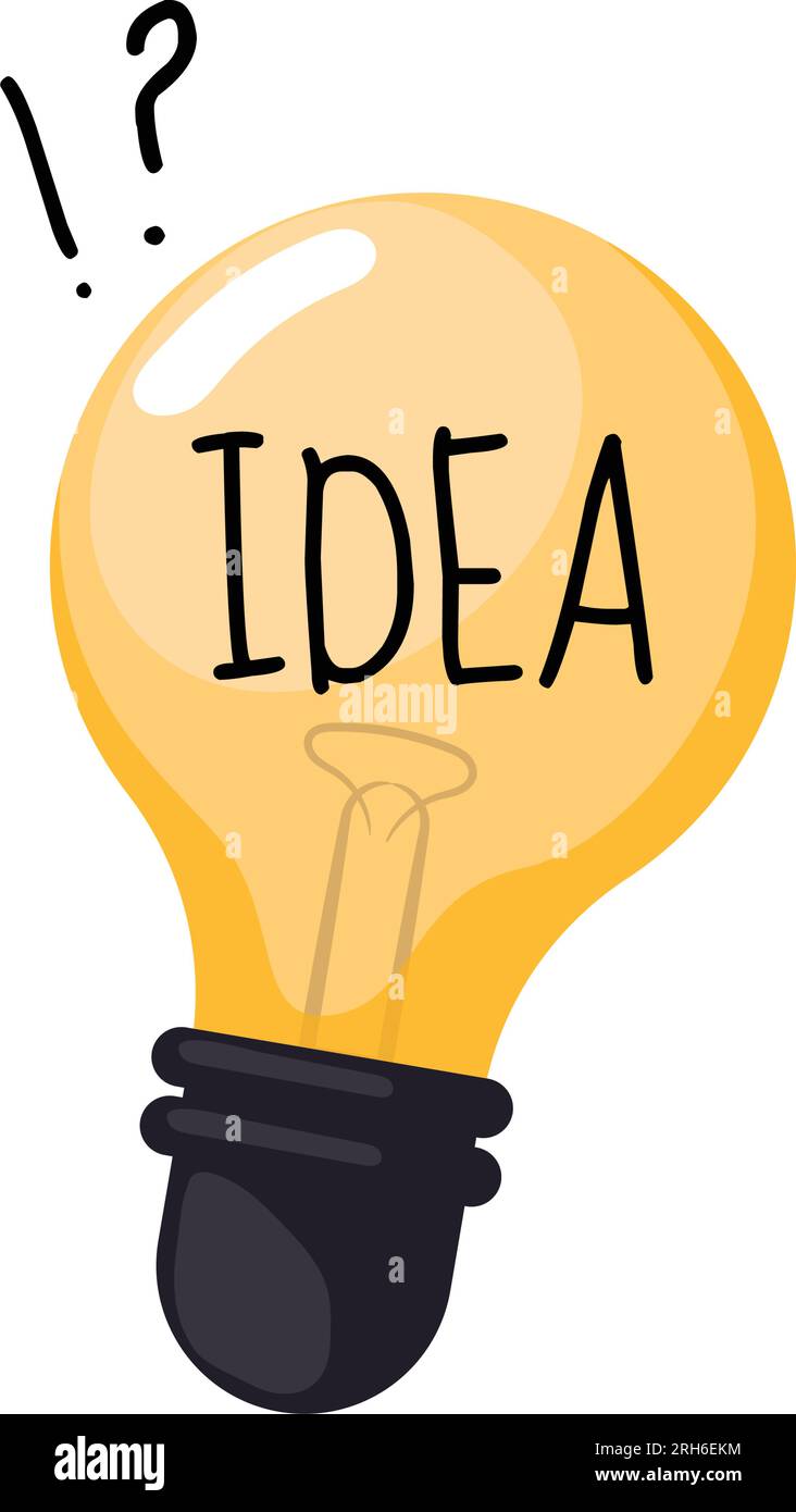 Light bulb composition with idea inscription. Stock Vector