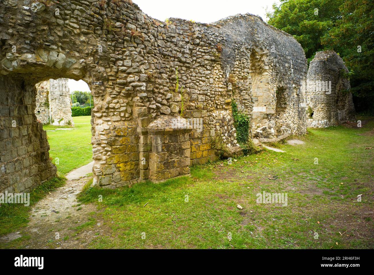 Remains of the walls of St Pancras Priory in Lewes Stock Photo