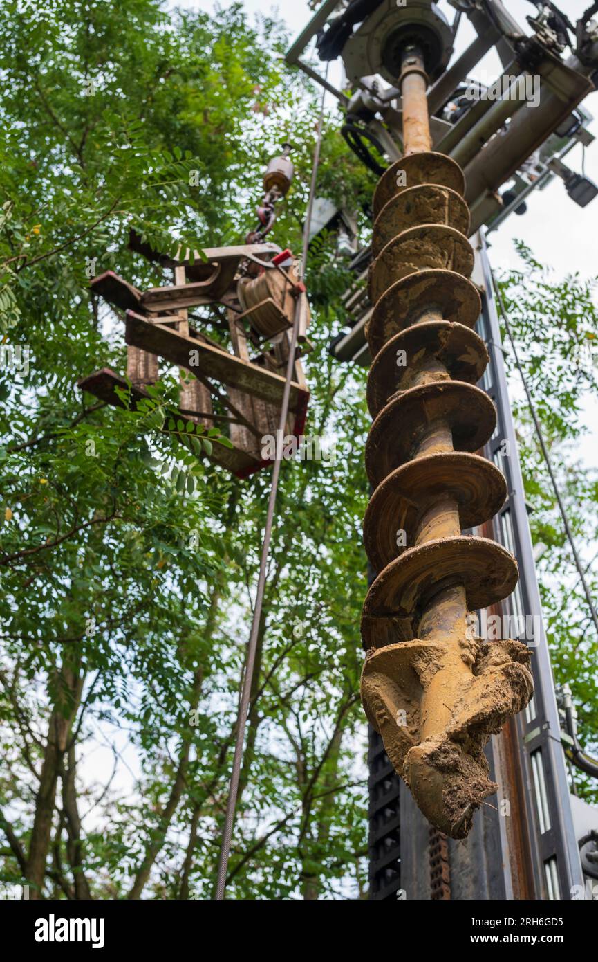 Detail of a drilling machine for the ground Stock Photo