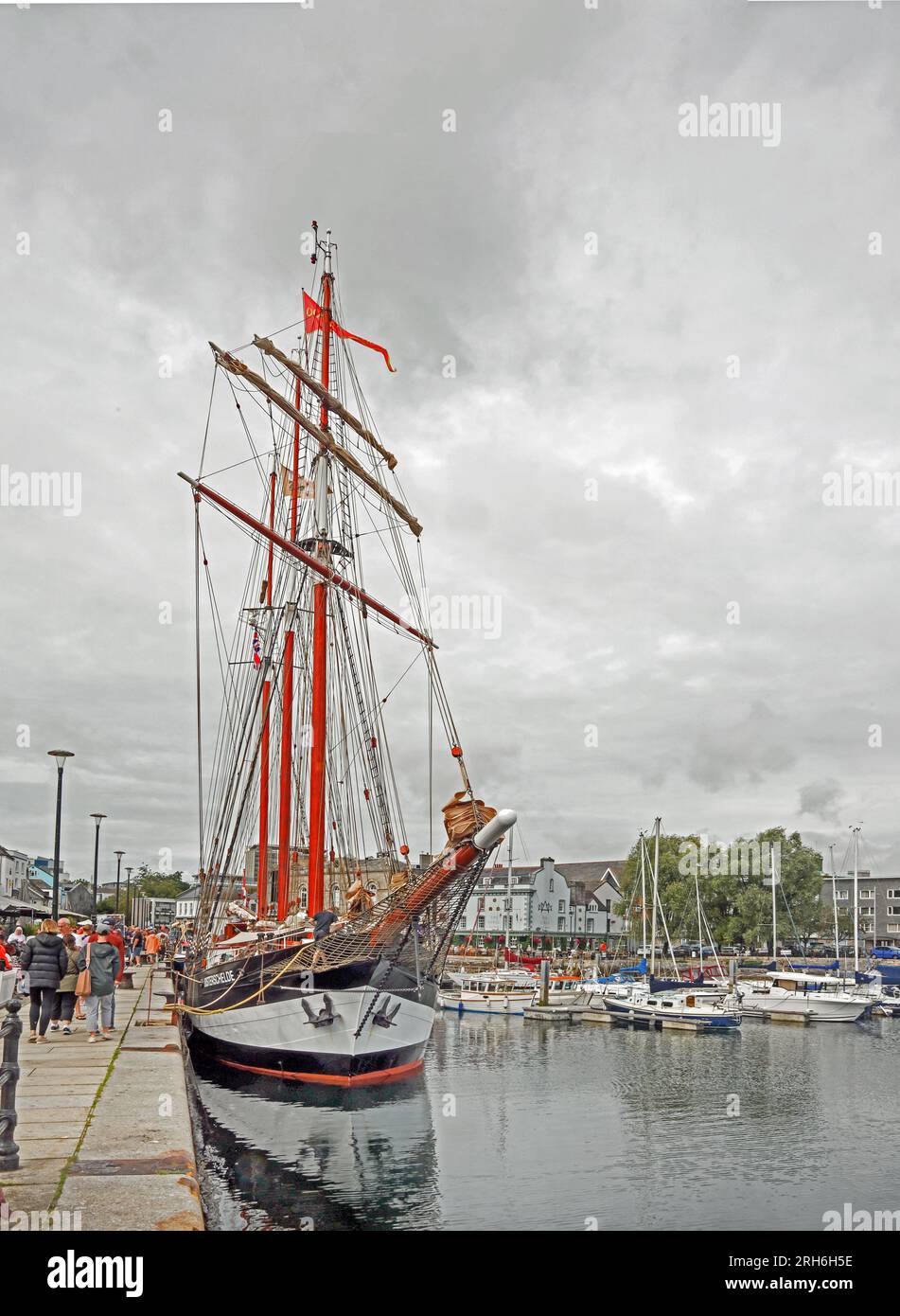 The Oosterchelde, a replica of HMS Beagle berthed at Sutton Harbour