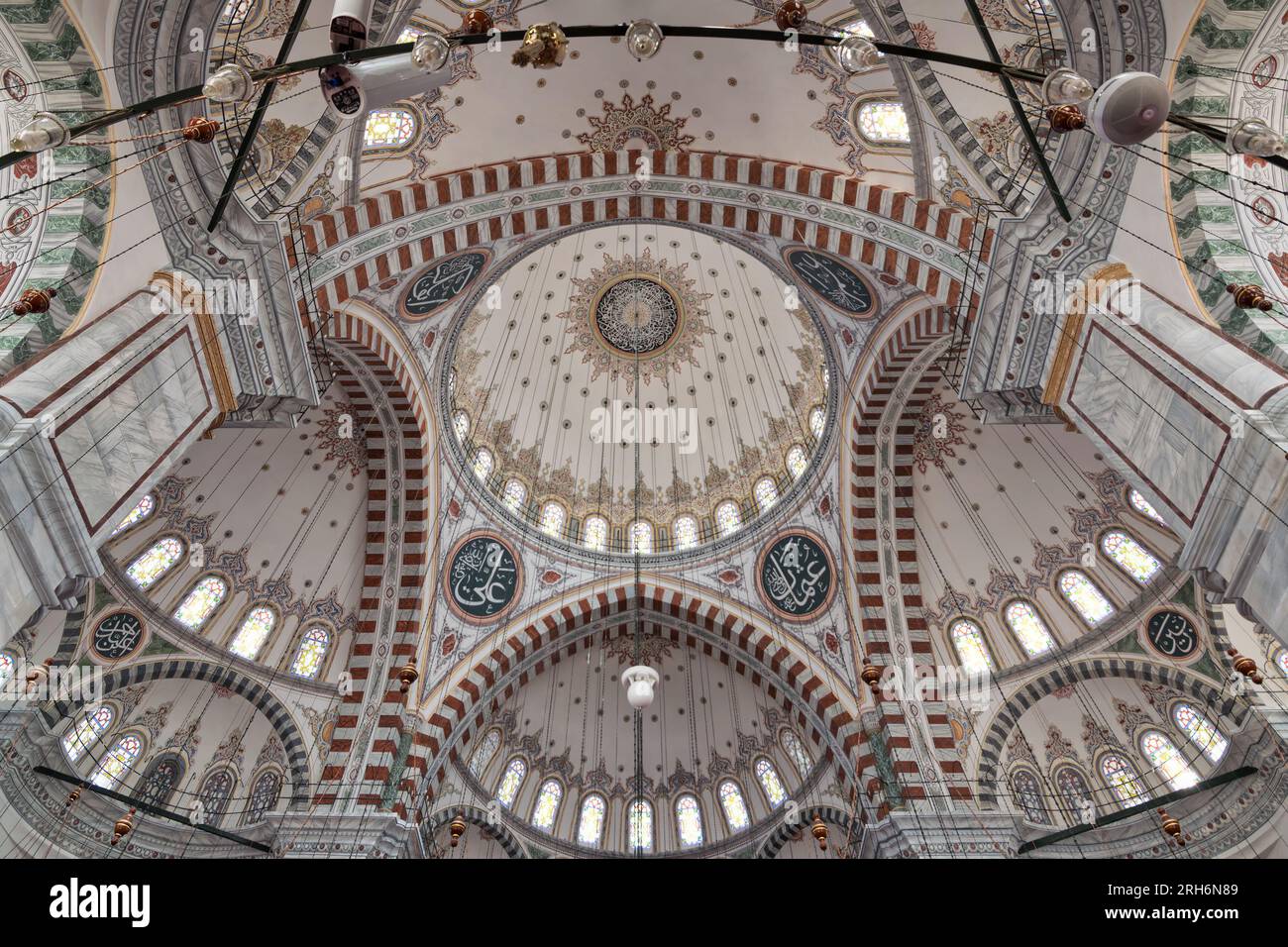 Ceiling of Ottoman Fatih Mosque in Istanbul, Turkey, made up of a
