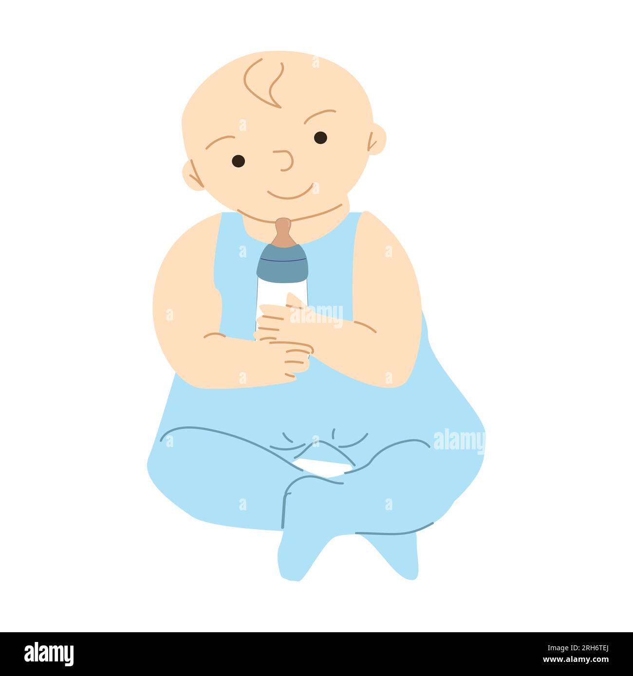 cute little baby boy with a bottle of milk Stock Vector Image & Art - Alamy