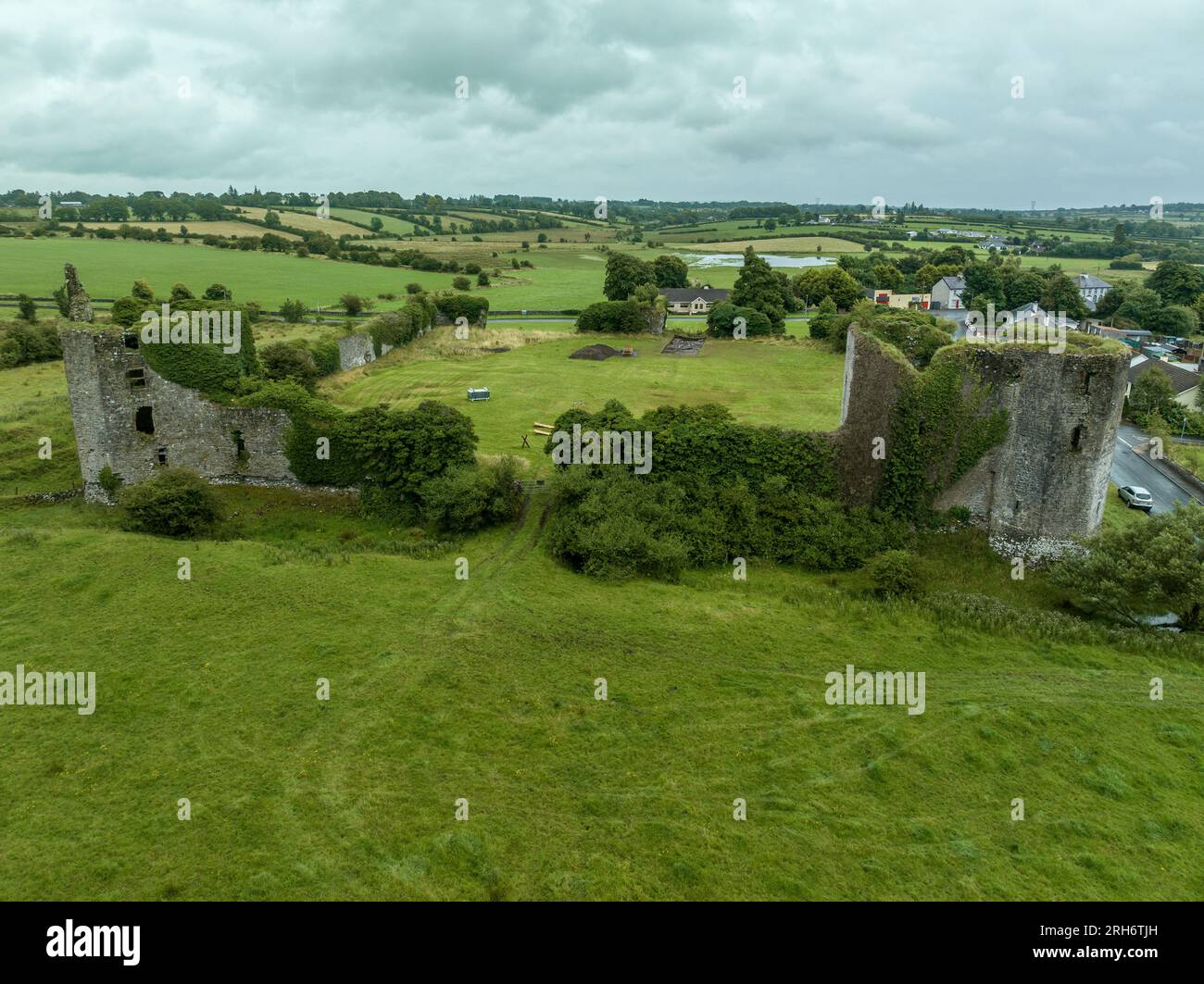 Aerial view of Ballintober, Ballintubber castle in county