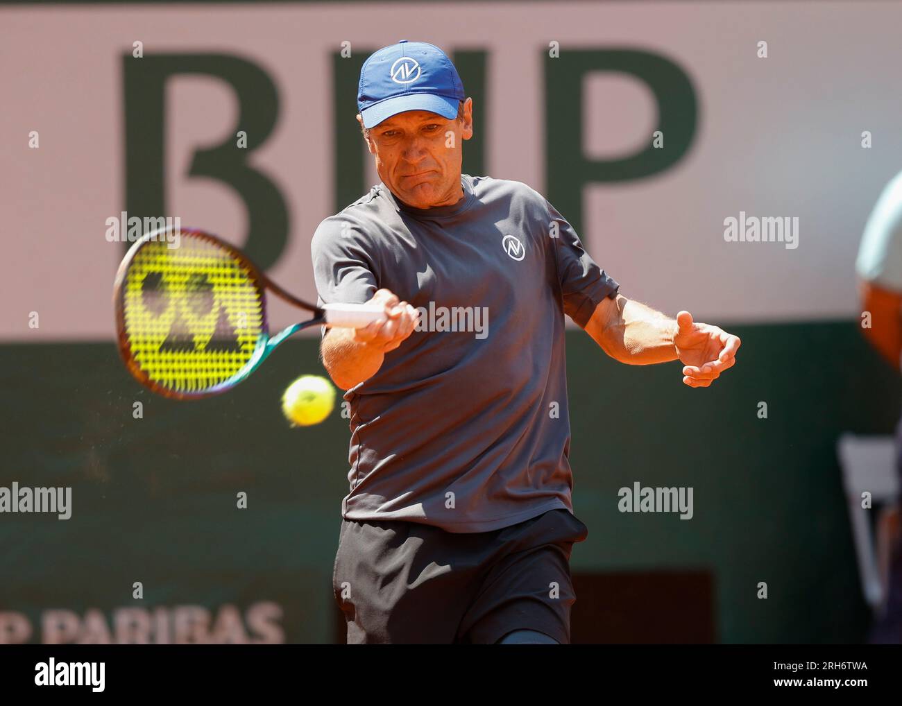 Swedish tennis legend Mats Wilander in action at the French Open 2023