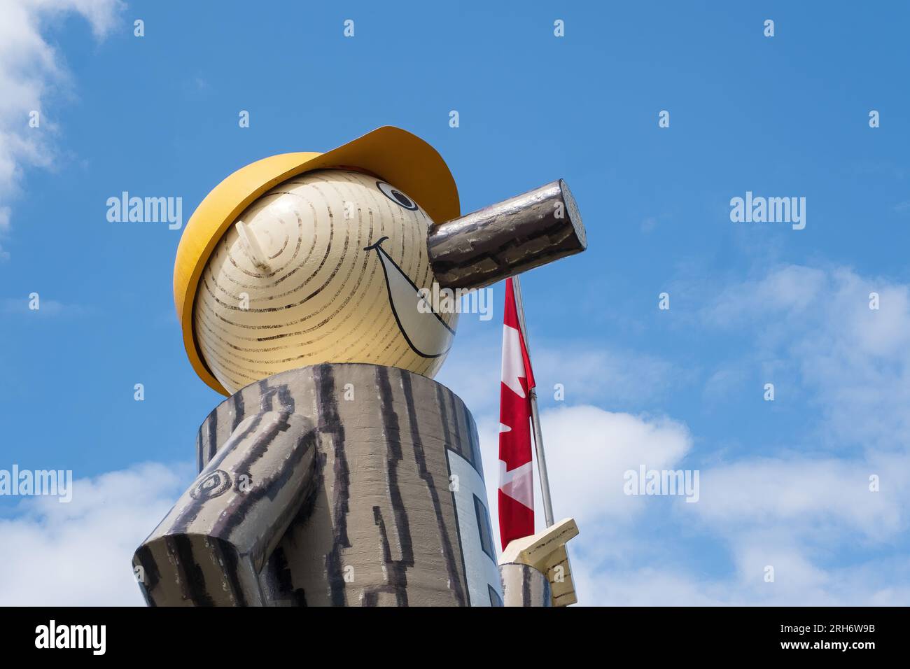 Mr. PG is a monument and the official mascot for the City of Prince George British Columbia.  He is a symbol of the importance of the lumber and fores Stock Photo