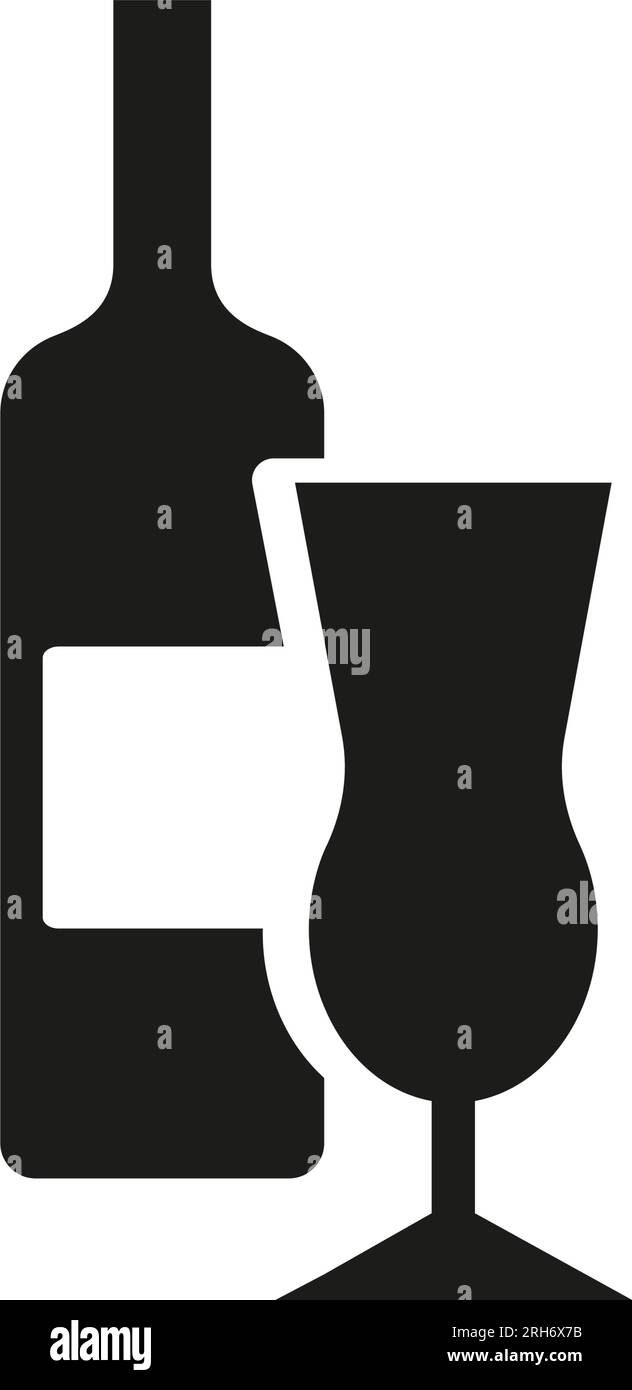 Wine bottle with glass simple icon Stock Vector