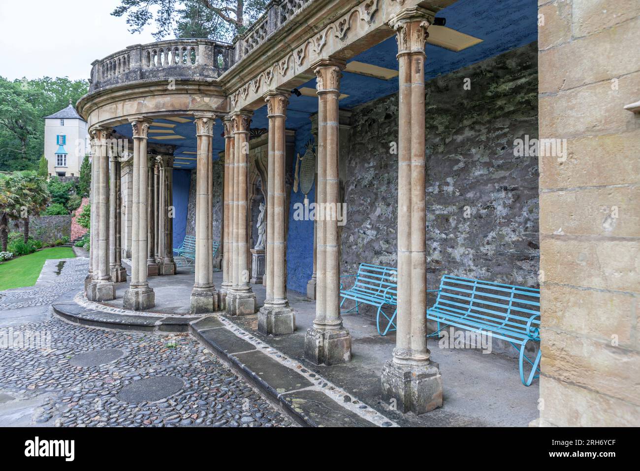 Portmeirion is a folly tourist village in Gwynedd (historically in Merionethshire), North Wales. Stock Photo