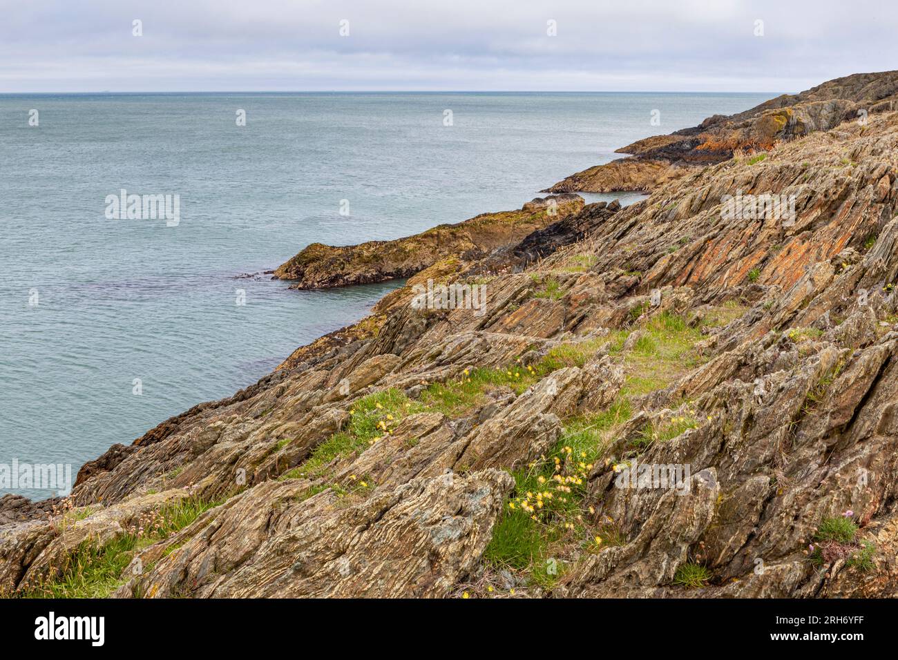 The rugged Welsh coastline Stock Photo