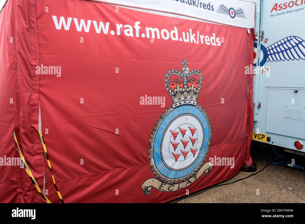 Red Arrows tent at Blackpool Air Show 2023. Stock Photo