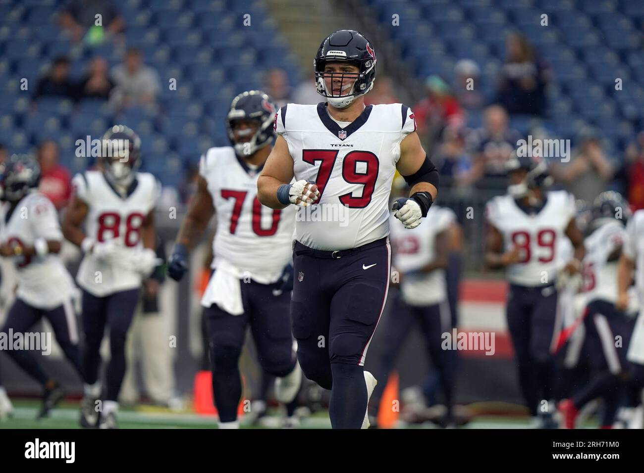 Houston Texans center Jimmy Morrissey (79) looks on during the NFL football  team's training camp at Houston Methodist Training Center, on Wednesday,  July 26, 2023, in Houston. (AP Photo/Maria Lysaker Stock Photo - Alamy