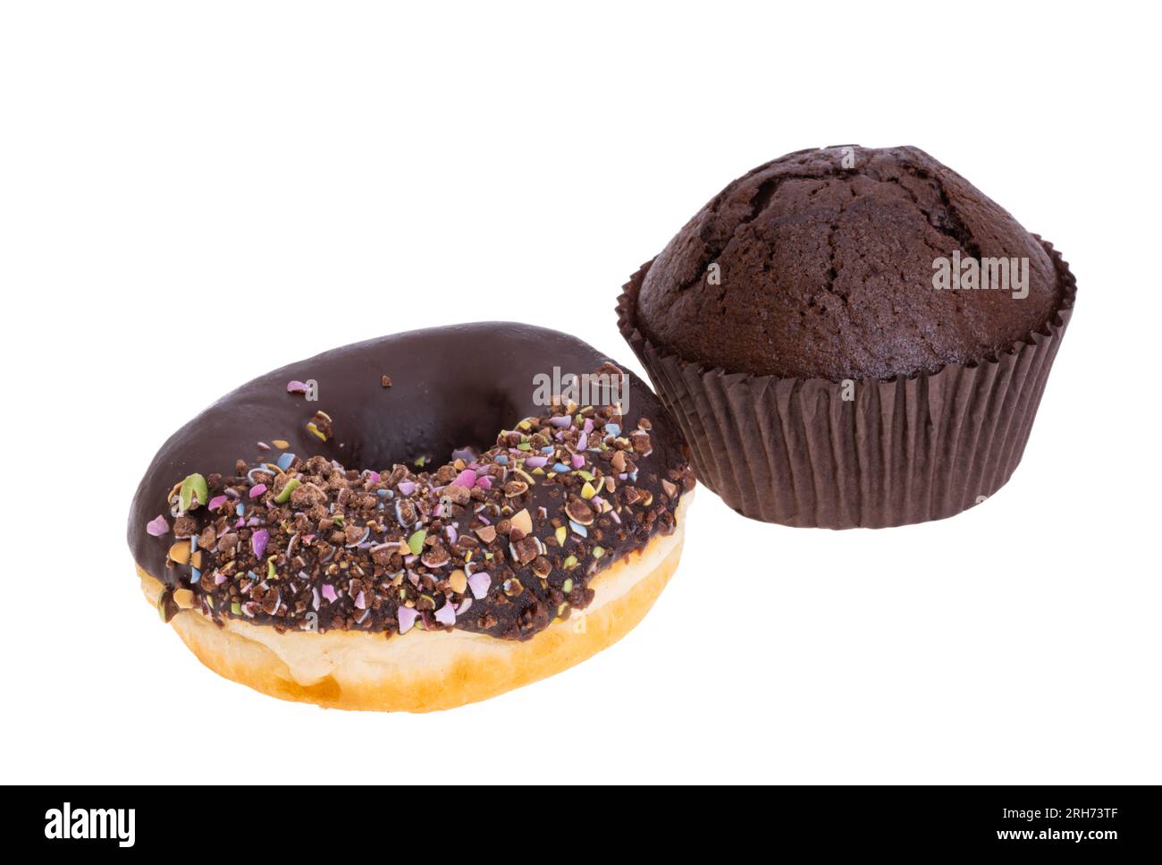 chocolate donut isolated on white background Stock Photo - Alamy