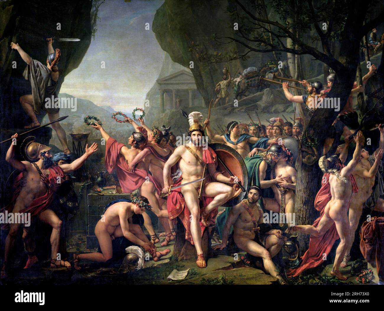 1814 --- Leonidas at Thermopylae by Jacques Louis David --- Stock Photo