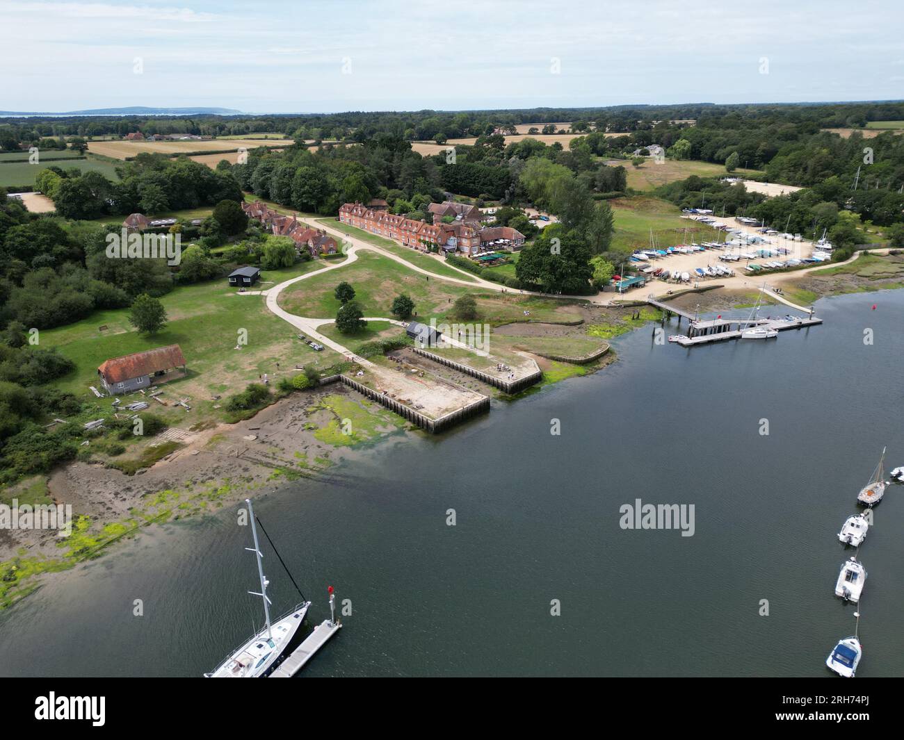 Bucklers hard Hampshire Historic ship building Village UK aerial Stock ...
