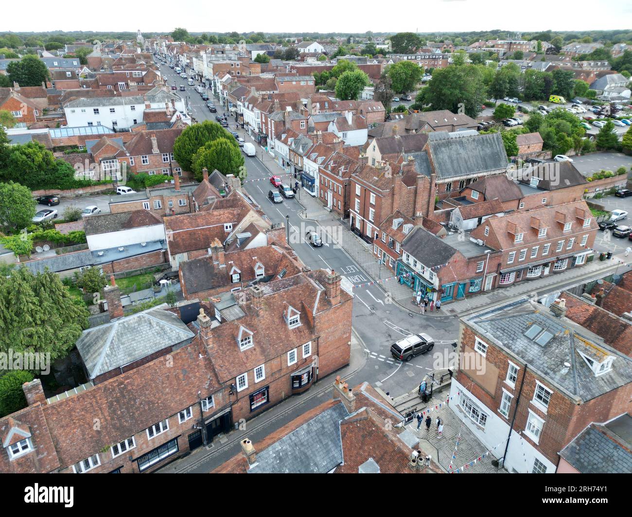 Lymington Town in Hampshire UK drone,aerial Stock Photo