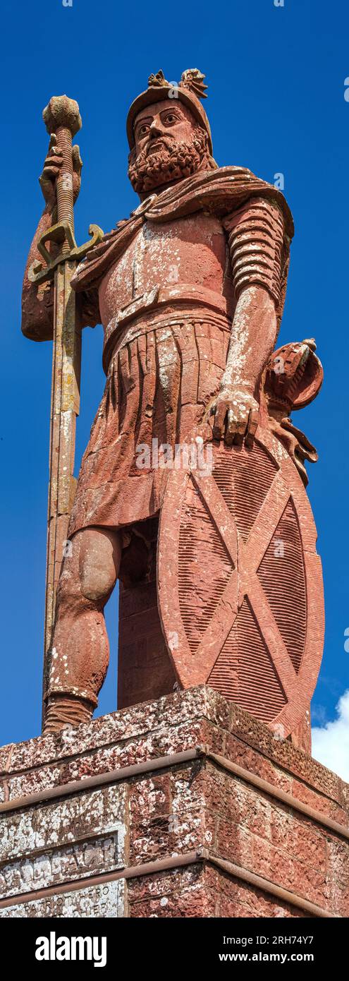 A daytime view in Summer on a sunny day of the William Wallace statue near Melrose in the Scottish Borders, Scotland Stock Photo