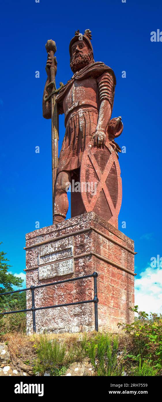 A daytime view in Summer on a sunny day of the William Wallace statue near Melrose in the Scottish Borders, Scotland Stock Photo
