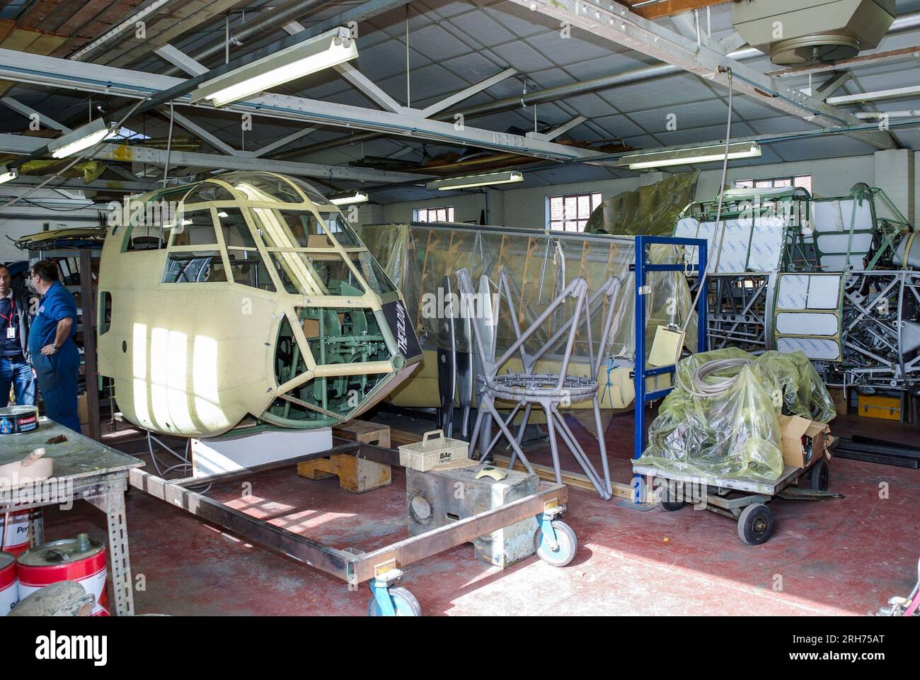 Bristol Blenheim Mk I nose section inside the Aircraft Restoration Company workshop at Duxford, UK. ARCo building 66 Stock Photo