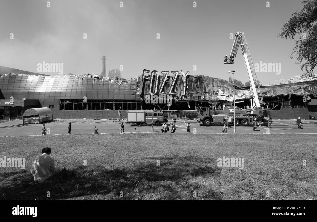 ODESSA UKRAINE AUGUST 14 2023 Ruin of shopping center FOZZI destroyed