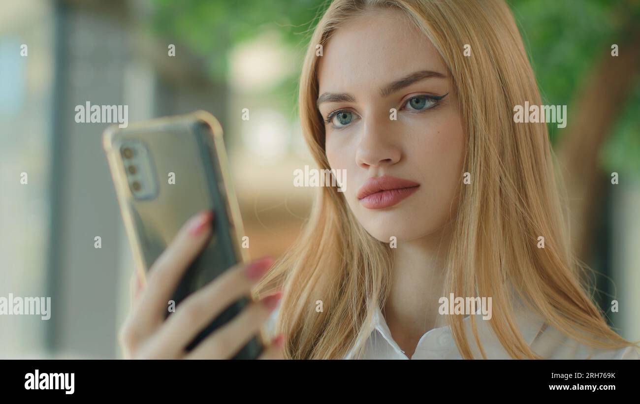 Serious woman typing messages on hi-res stock photography and images ...