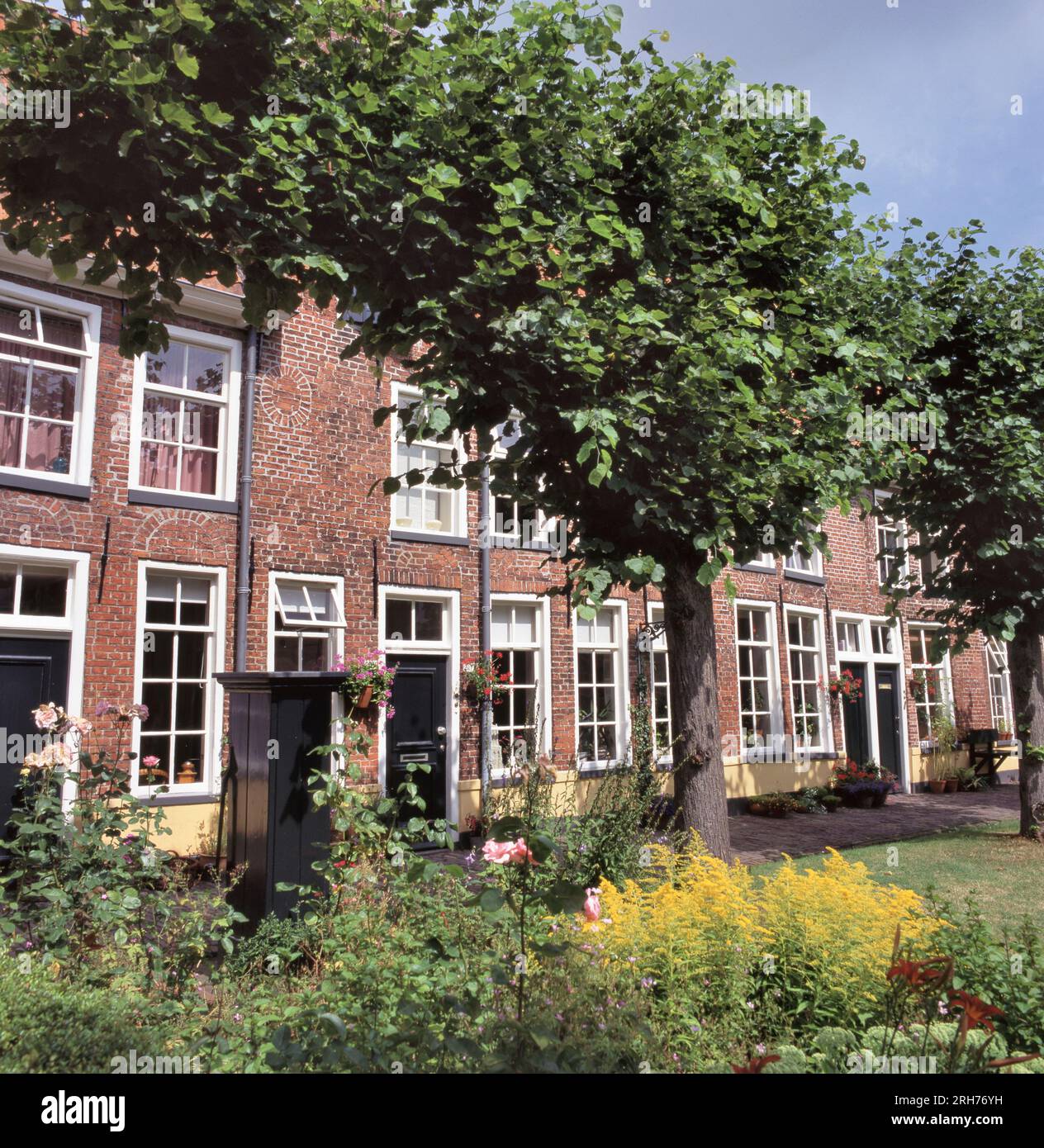Residences in the Sint Anthony Gasthuis in Groningen Netherlands. small community of social housing in city center called a hof in Dutch for people to Stock Photo