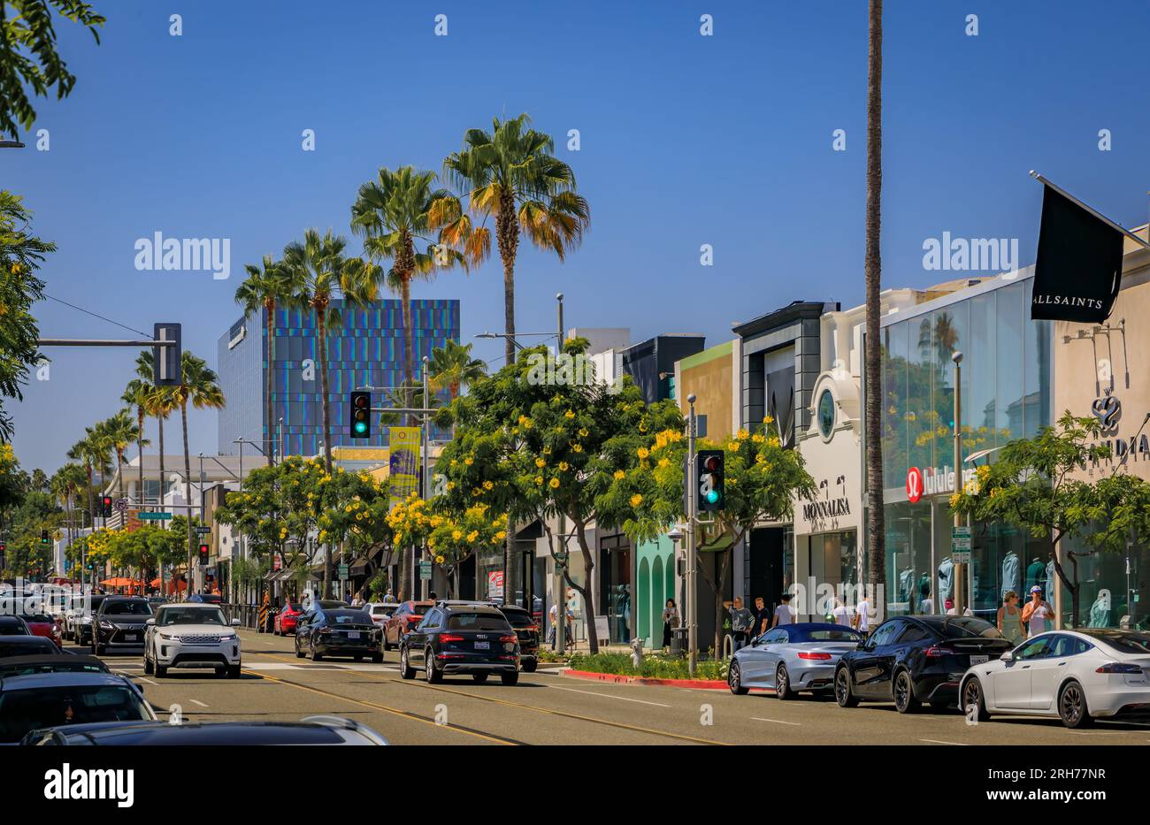 Beverly Hills, USA - August 4, 2023: Shops on Rodeo Drive, high end ...