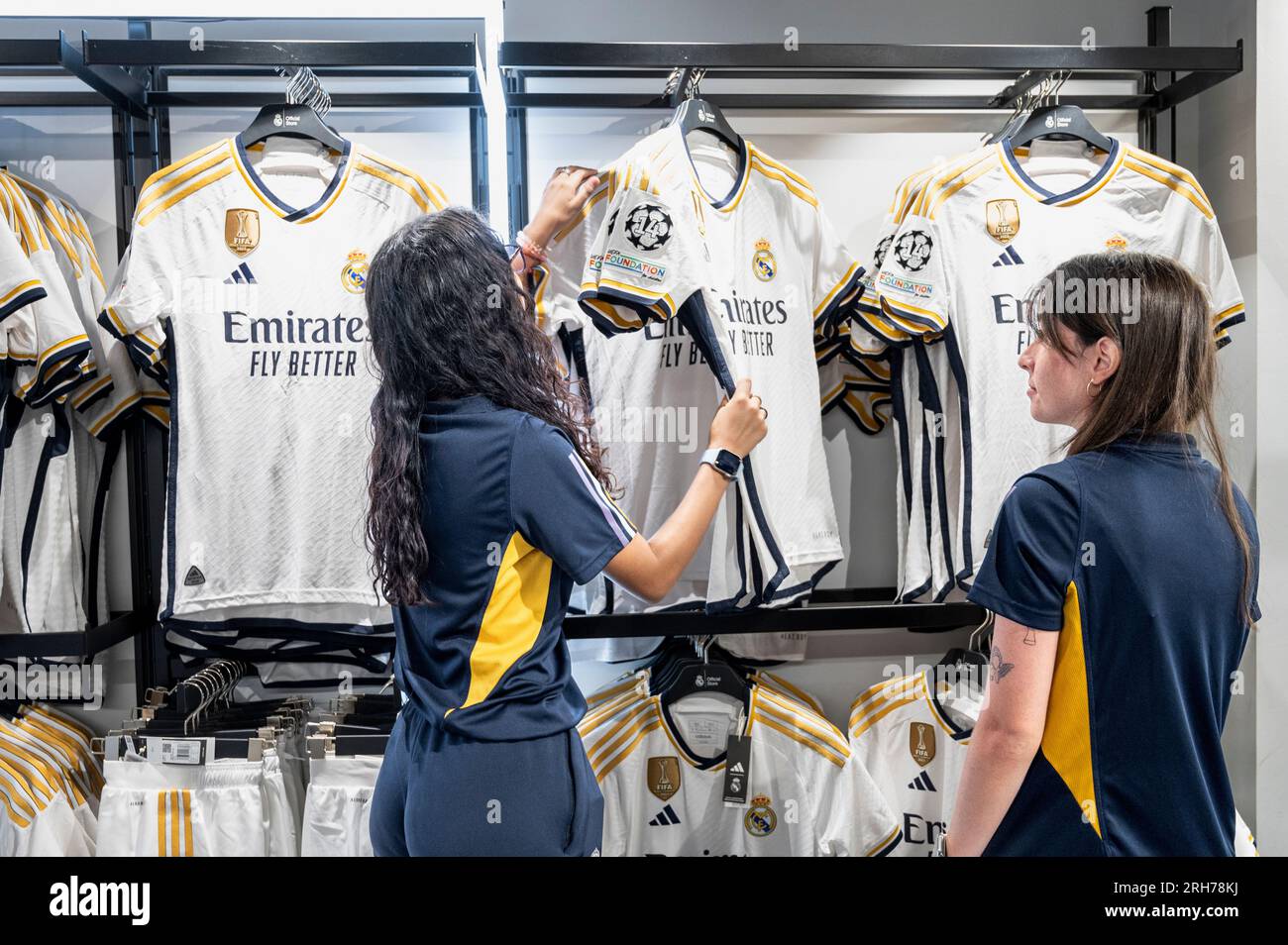 Madrid, Spain. 14th Aug, 2023. Workers organize and prepare Real Madrid