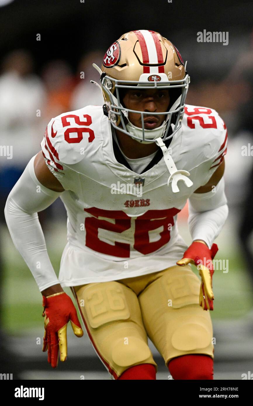 San Francisco 49ers cornerback Isaiah Oliver 26 plays during a pre