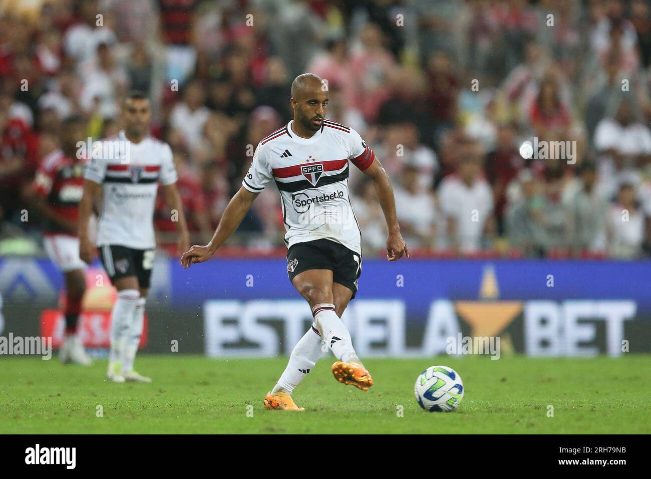 13th August 2023: Maracana Stadium Rio de Janeiro, Brazil ;  Lucas Moura of Sao Paulo during the Flamengo and Sao Paulo match in the Campeonato Brasileiro 2023 Stock Photo