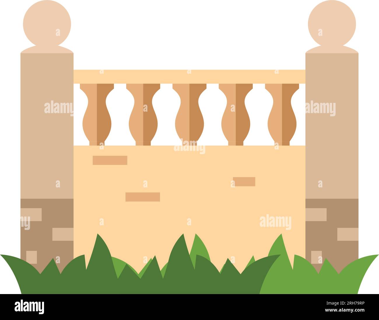 Brick fence with balustrade icon Stock Vector