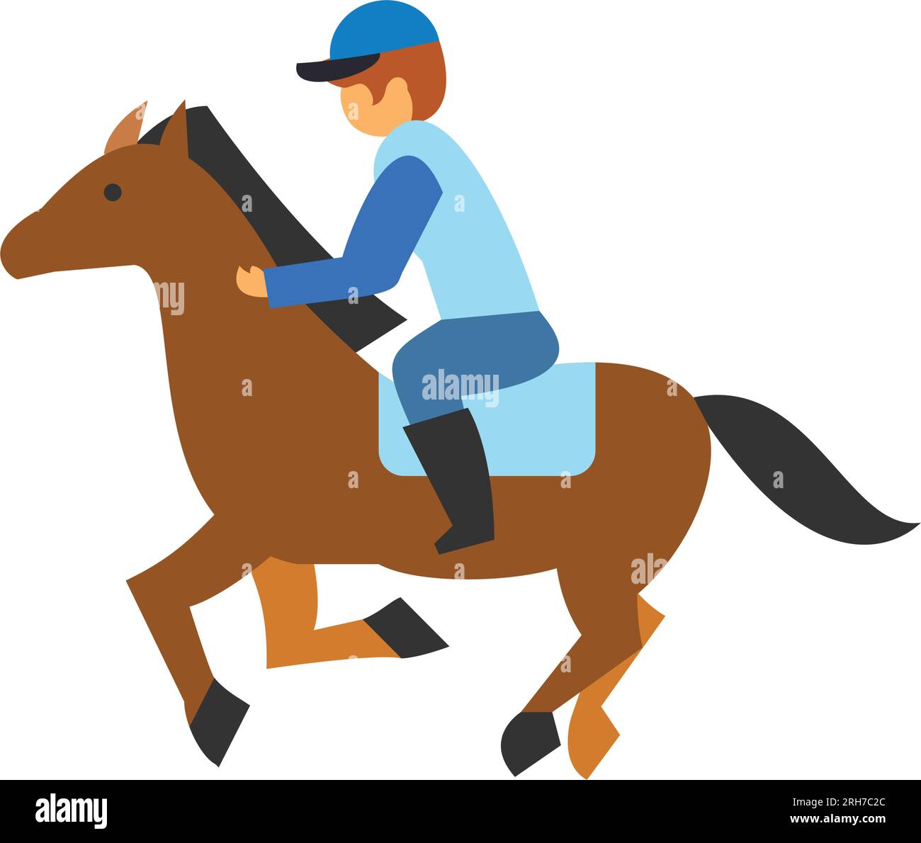 Jockey riding horse at hippodrome icon Stock Vector