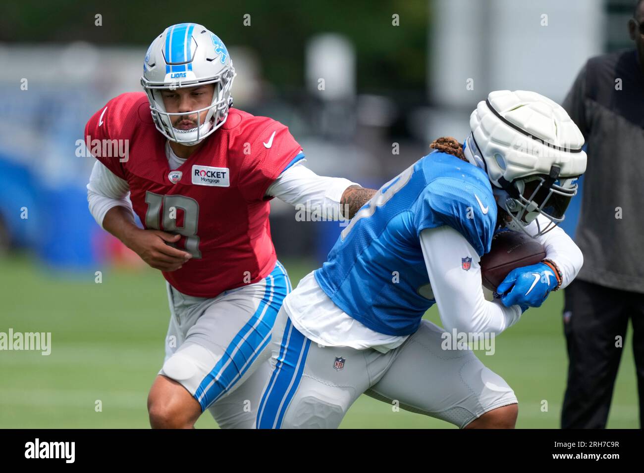 Detroit Lions quarterback Adrian Martinez (18) looks over the Carolina  Panthers defense during an NFL preseason football game, Friday, Aug. 25,  2023, in Charlotte, N.C. (AP Photo/Brian Westerholt Stock Photo - Alamy