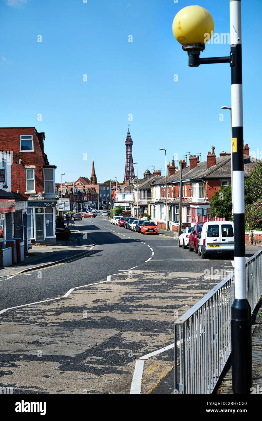 Blackpool Tower from Newton Drive at the back of the town Stock Photo