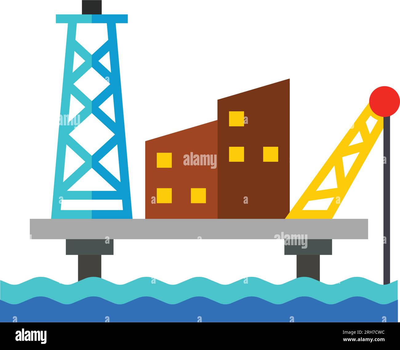 Offshore oil production platform icon Stock Vector