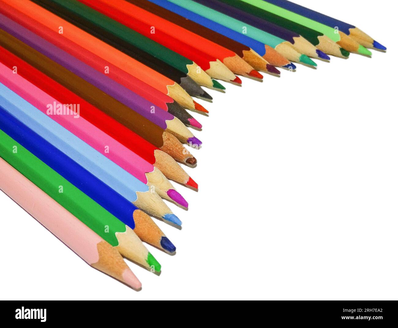 A variety of colored pencils isolated on white Stock Photo