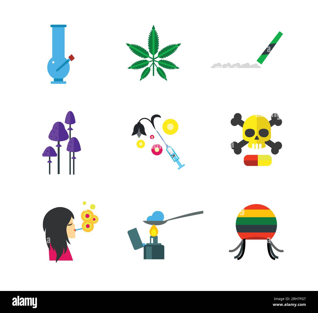 Narcotic concept icon set Stock Vector