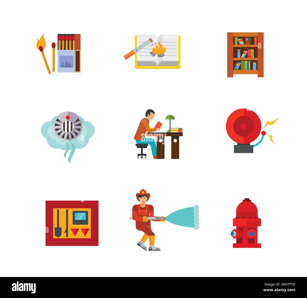 Reading and firefighting icon set Stock Vector Image & Art Alamy