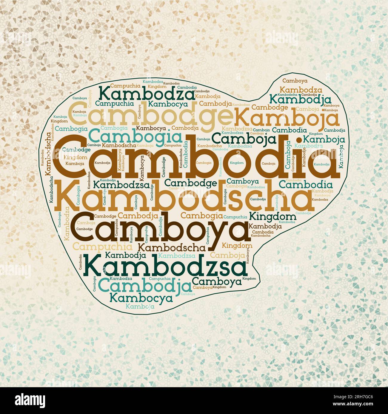 Cambodia shape whith country names word cloud in multiple languages ...