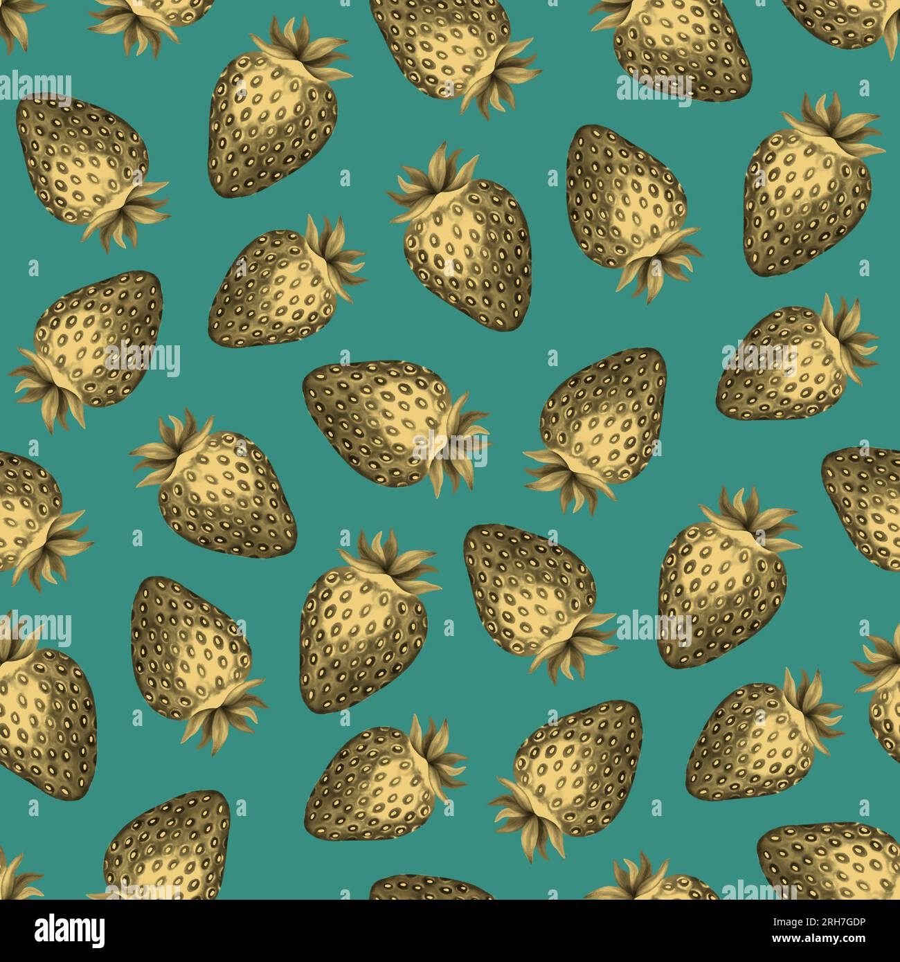 Strawberry seamless pattern. Colorful vivid print with hand drawn ...
