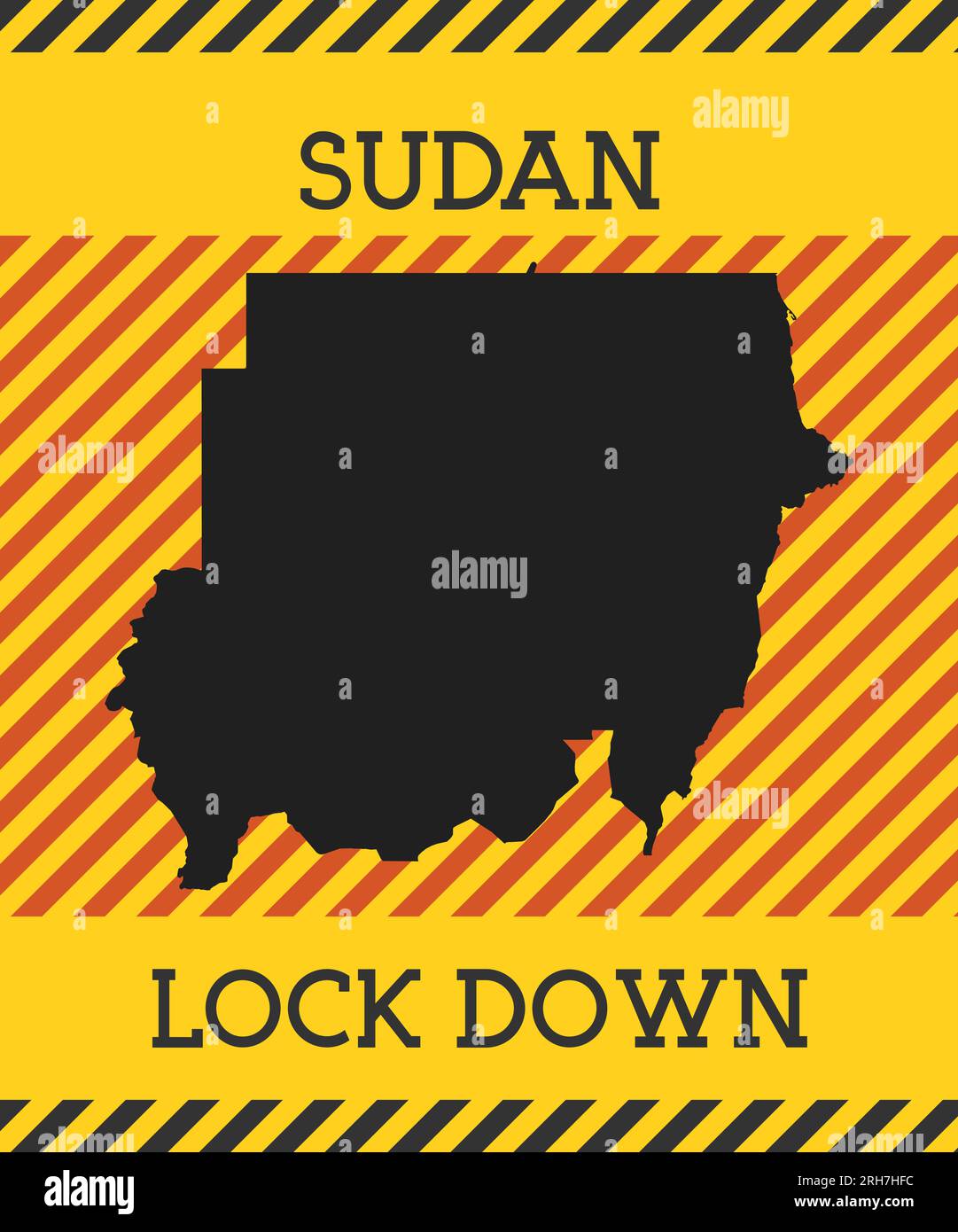 Sudan Lock Down Sign. Yellow country pandemic danger icon. Vector ...