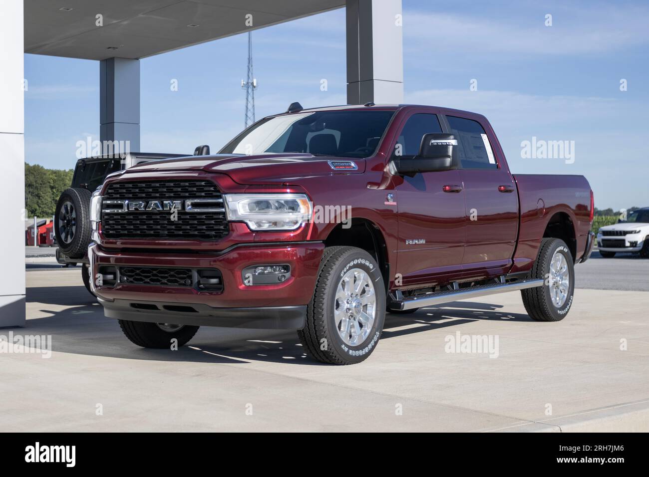 Tipton August 13, 2023 Ram 2500 display at a Stellantis dealership. Ram offers the 2500 in