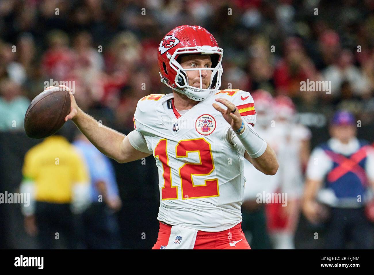 Kansas City Chiefs quarterback Shane Buechele (6) runs with the ball during  an NFL pre-season football game against the Washington Commanders Saturday,  Aug. 20, 2022, in Kansas City, Mo. (AP Photo/Peter Aiken