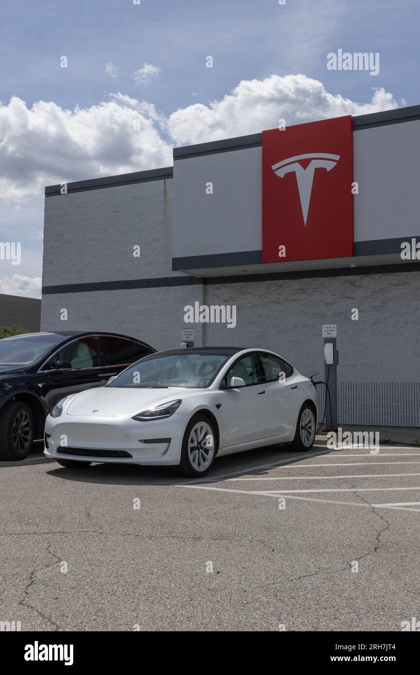 Indianapolis August 13, 2023 Tesla EV electric vehicle charging